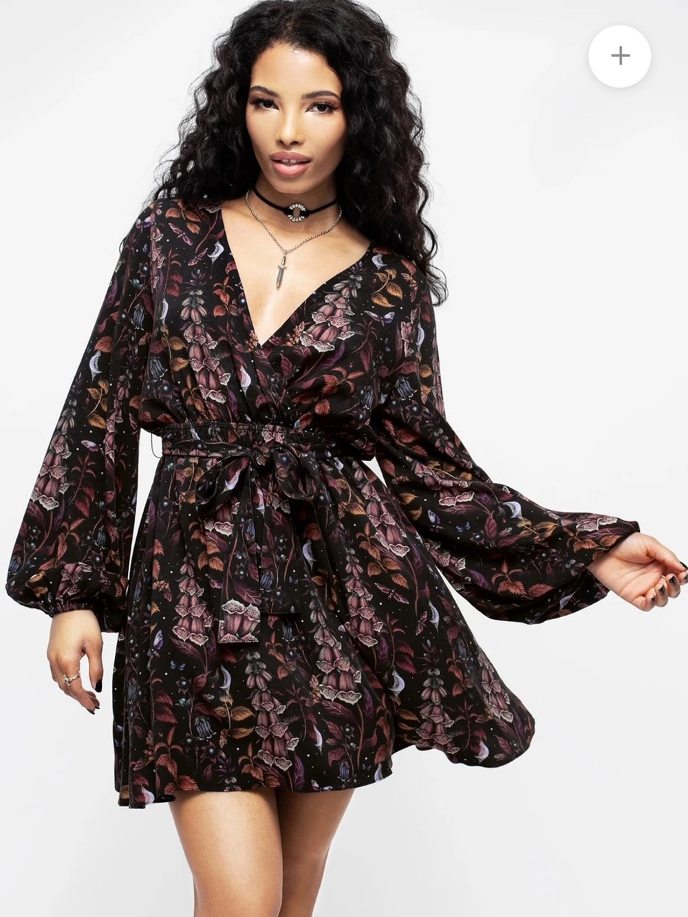 NWT Disturbia Foxglove Mini Faux Wrap Dress Long Sleeve Whimsigoth Sz 4